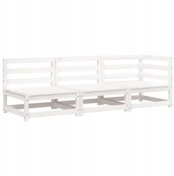 Medinė sodo sofa 3-vietė, balta, 210x70x67 cm