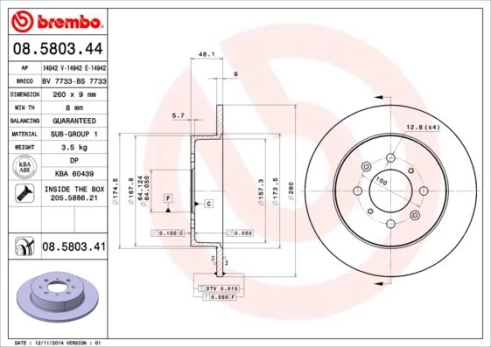 Stabdžių diskas BREMBO 08.5803.41