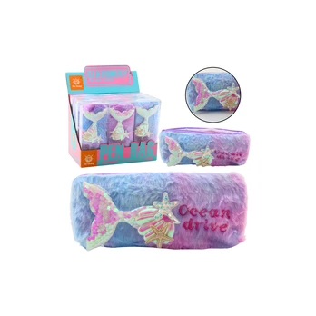 Lean Plush Pieštukas Case With Mermaid Tail Sequins Violetinė Mėlyna