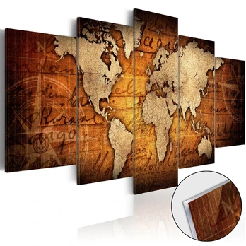 Artgeist Akrilo stiklo paveikslas - Acrylic prints – Bronze map I 100x50
