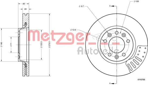 Stabdžių diskas METZGER 6110788