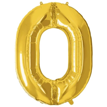 Springos Pripučiamas auksinis numeris „0“, 40 cm