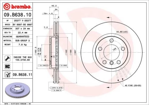 Stabdžių diskas BREMBO 09.B638.11