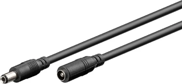 Cable | DC 5,5/2,5 plug,DC 5,5/2,5 socket | straight | black | 5m kaina