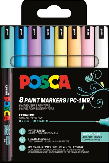 Posca - Soft Colors, Extra Fine Tip Pen, 8 pc (401673)