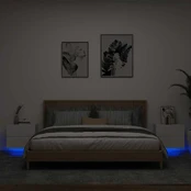 Sieninės naktinės spintelės su LED, 2vnt., baltos kaina