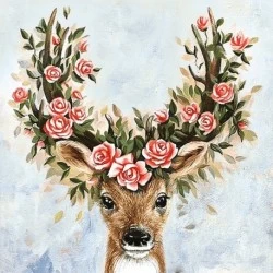 Deimantinis paveikslas Flower Deer WD2519