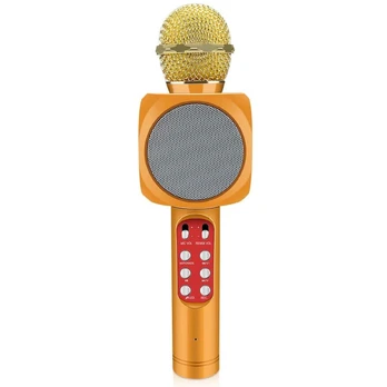 Riff WS-1816 16W karaoke BT microphone with LED 360 Gold