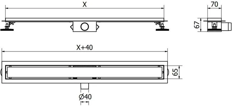 Dušo latakas Mexen Flat Classic, 60 cm