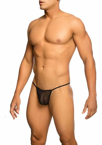 MOB Sheer T-Back Thong Men’s Minimal Coverage Black S/M