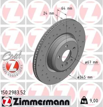 Stabdžių diskas ZIMMERMANN 150.2983.52