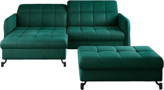 Komplektas kampinė sofa ir pufas Lorelle žalia