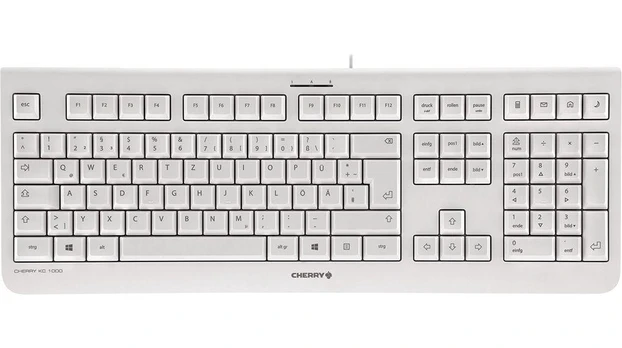 Klaviatūra CHERRY TAS KC 1000 su laidu DE-išdėstymas baltas/grau