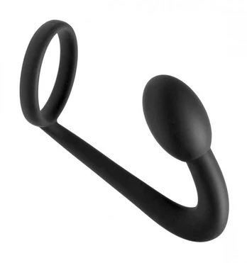 XR Brands Explorer Silicone Support Ring with Prostate Massager Juodas