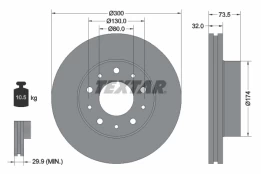 TEXTAR 92157303 Brake Disc kaina