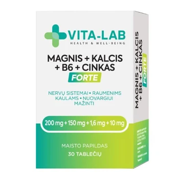 Vita-Lab magnis + kalcis + B6 + cinkas, 30 tablečių