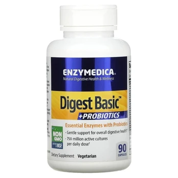 Enzymedica Digest Basic + probiotikai (virškinimo fermentai su probiotikais) - 90 kapsulių