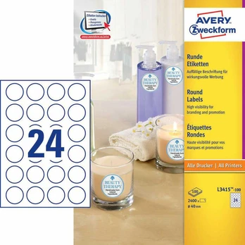 Avery Zweckform apvalios etiketės, Ø 40 mm (L3415-100)
