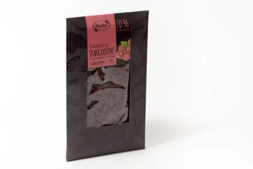 Šokoladas 70% su spanguolėmis, 100 g