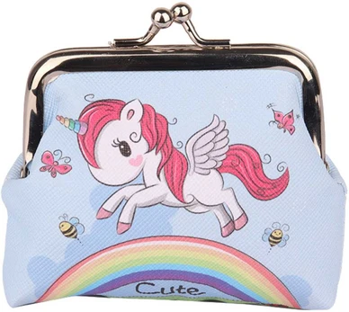 Lean Kindergeldbörse Einhorn Regenbogen Blau Metallverschluss 10x9cm