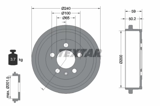 TEXTAR 94023800 Brake drum