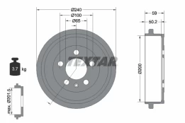 TEXTAR 94023800 Brake drum kaina