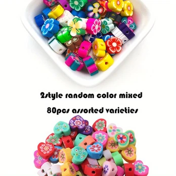 Polimeriniai karoliukai, Random color 80pcs