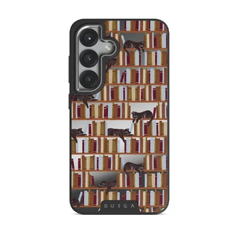 Ex Libris - Samsung Galaxy S25 Case, Elite Mirror Dark (Magnetic) / Silver