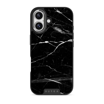 Noir Origin - Black Marble iPhone 17 Case, Elite Dark (MagSafe) / Silver