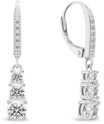 Brilio Silver Luxury sidabrinis earrings with clear zircons EA1012W