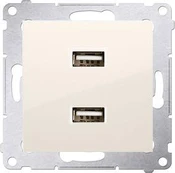 Kontakt-Simon Įkroviklis 2xUSB 2.1A 5V/DC krem (DC2USB.01/41)