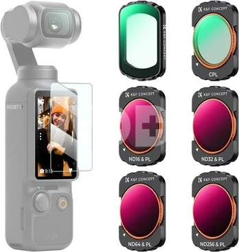 K&F Concept K&F DJI Osmo Pocket 3 - 6pcs Filter Kit (UV+CPL+ND16/PL+ND32/PL+ND64/PL+ND256/PL)