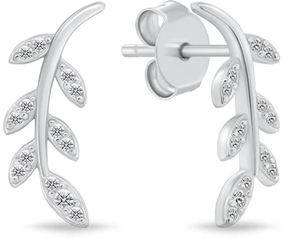 Brilio Silver Glittering sidabrinis earrings Leaves EA1291W