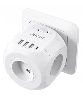 Usb lizdas Lencent 4 lizdai 3 usb, 1 tipo c prievadas, įkroviklis