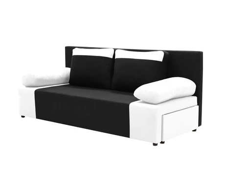 Trivietė sofa su miegojimo funkcija Soni, juoda/balta