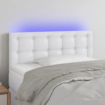 Galvūgalis su LED, baltos spalvos, 90x5x78/88cm, dirbtinė oda