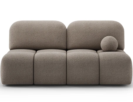 Nuwia sofa with sleeping function and storage box, brown bouclé upholstery, Modern, Brown