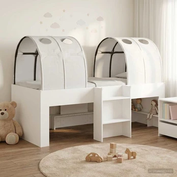 Lovos su Tuneliu 4 pcs Balta Apdirbta mediena