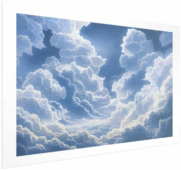 Artgeist Plakatas - Mėlyna Sky Breaking Through Baltas, Fluffy Clouds
