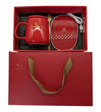 Virdulys USB puodelio šildytuvo rinkinys, raudonas, 400 ml