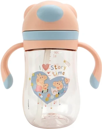 Nuby - Peppa Pig 1P Evie Straw Cup - Rožinė - 240 ml