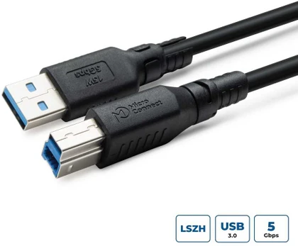 Kabelis USB MicroConnect USB-A - USB-B 3 m Juodas (USB 3.2 A-B Gen 1 Cable LSZH,)