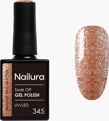 Nailura - Gel Polish 345 - Bronze Red Glitter - 10 ml