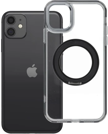 Dėklas Oem Case for iPhone 11 Frame Circle Stand compatible with MagSafe juodas