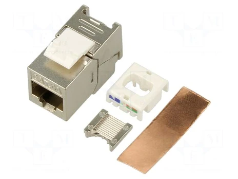 RJ45 module | Keystone | grey | IEEE 802.3at | on cable | Cat 6a | 8p8c