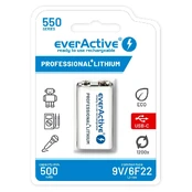 everActive 6F22/9V ličio jonų 550 mAh baterija su USB TYPE C kaina