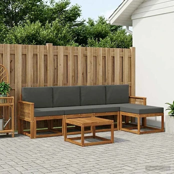 Lauko sofos komplektas su pagalve 6 pcs Natūralus ir antracitas
