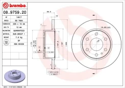 BREMBO 08.9759.20 Brake Disc kaina