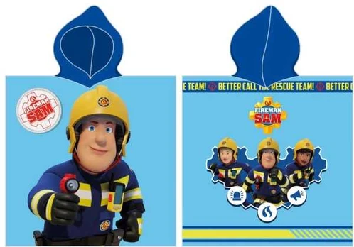 MCU Brandman Sam Poncho badehåndklæde med hætte - 100 procent bomuld