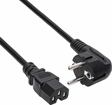 Fuj:tech CEE 7/7 - C13 -virtajohto kulmapistokkeella, musta, 2 m